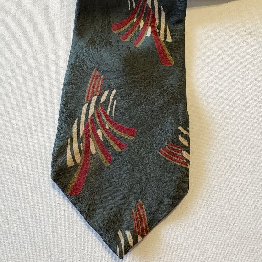 Vintage Landons Omaha Lincoln Silk Tie Green Maroon Tan